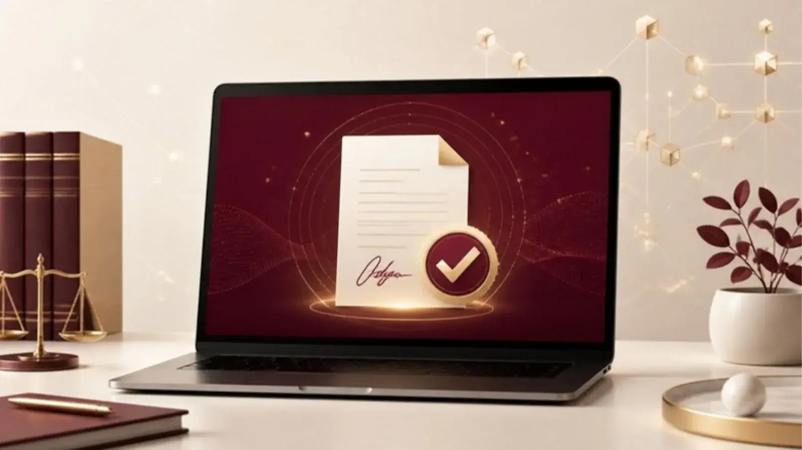 Layar laptop menampilkan proses transaksi elektronik yang sah sebagai alat bukti hukum digital