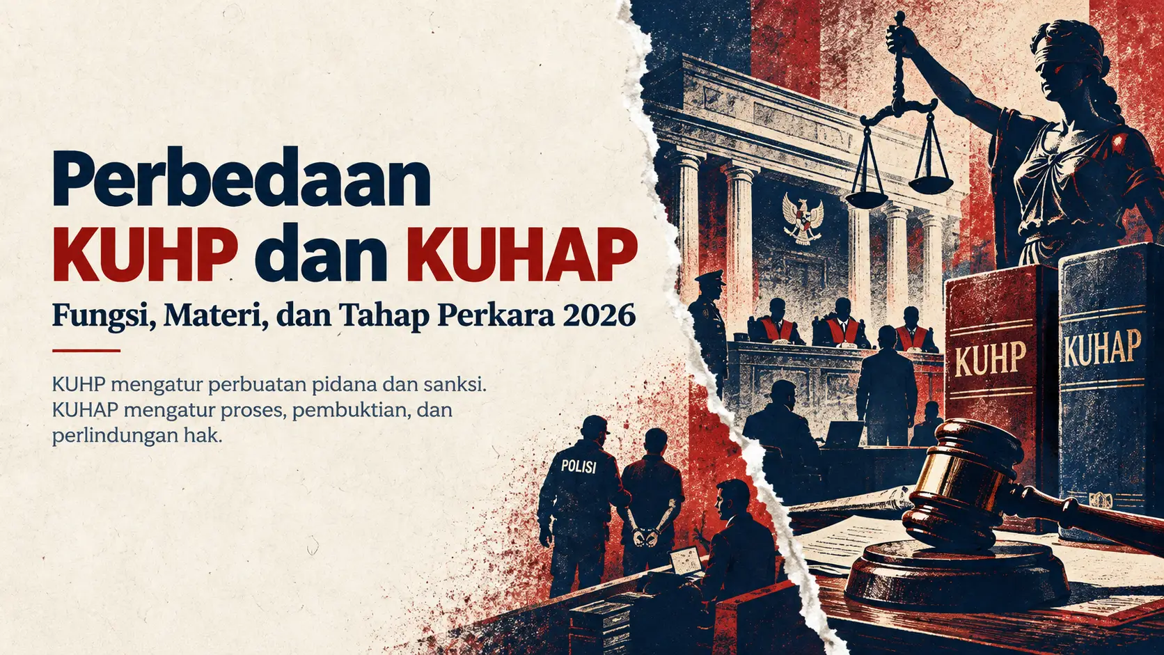 Perbedaan KUHP dan KUHAP 2026, hukum pidana materiil dan hukum acara pidana